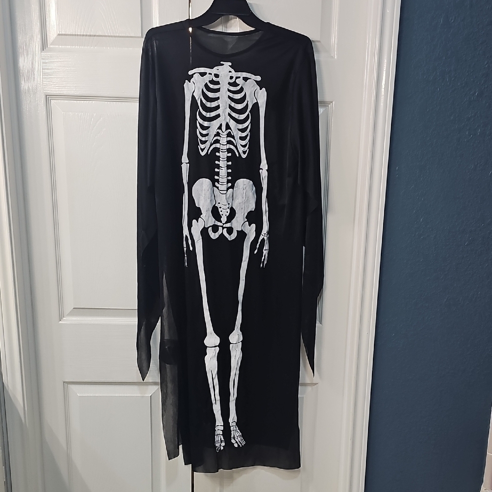 Unisex Halloween Black White Skeleton Vampire Ghost Cape One Size